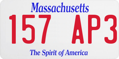 MA license plate 157AP3