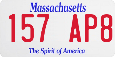 MA license plate 157AP8