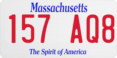 MA license plate 157AQ8