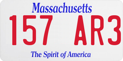 MA license plate 157AR3