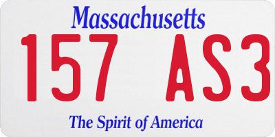 MA license plate 157AS3