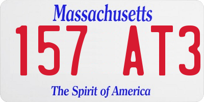 MA license plate 157AT3