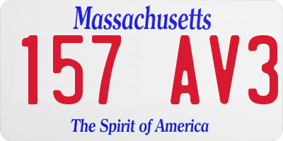 MA license plate 157AV3