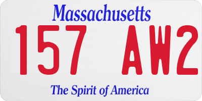 MA license plate 157AW2