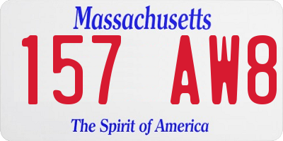 MA license plate 157AW8