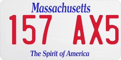 MA license plate 157AX5