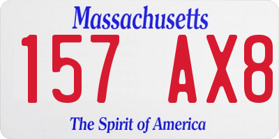 MA license plate 157AX8