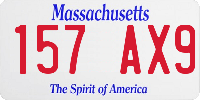 MA license plate 157AX9