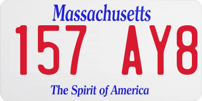 MA license plate 157AY8