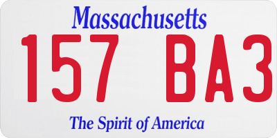 MA license plate 157BA3