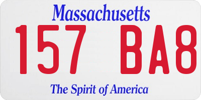 MA license plate 157BA8