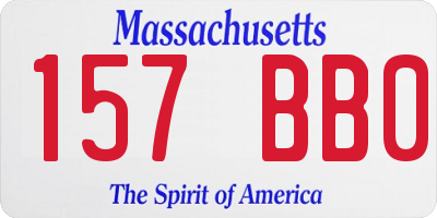 MA license plate 157BB0
