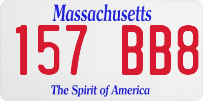 MA license plate 157BB8
