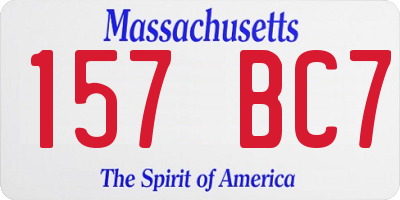 MA license plate 157BC7