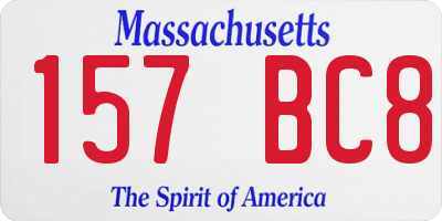 MA license plate 157BC8