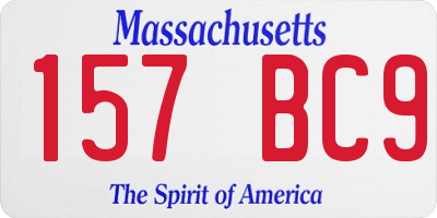 MA license plate 157BC9