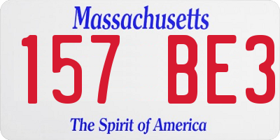 MA license plate 157BE3