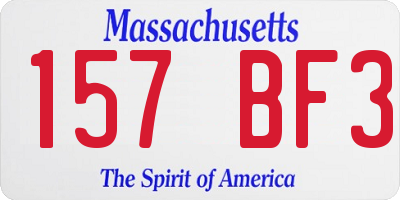MA license plate 157BF3