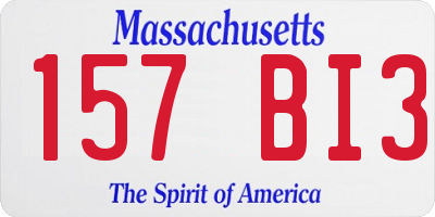 MA license plate 157BI3