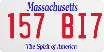 MA license plate 157BI7
