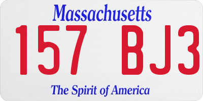 MA license plate 157BJ3