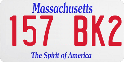 MA license plate 157BK2