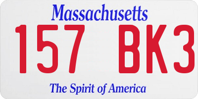MA license plate 157BK3