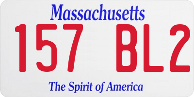 MA license plate 157BL2
