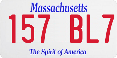 MA license plate 157BL7