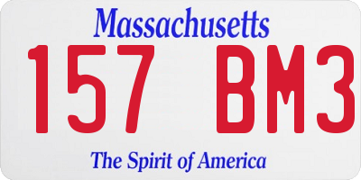 MA license plate 157BM3