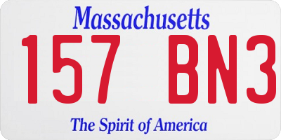 MA license plate 157BN3