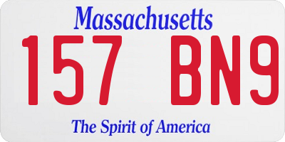 MA license plate 157BN9