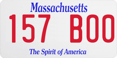 MA license plate 157BO0