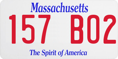 MA license plate 157BO2