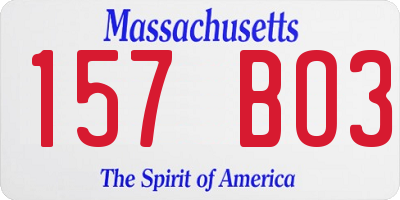 MA license plate 157BO3