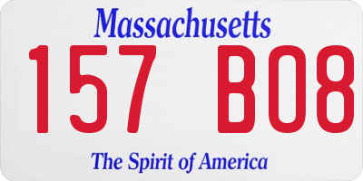 MA license plate 157BO8