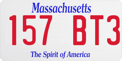 MA license plate 157BT3
