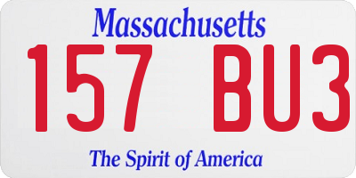 MA license plate 157BU3