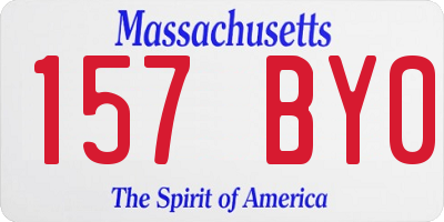 MA license plate 157BY0