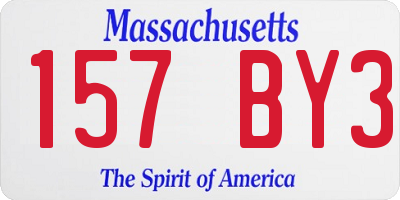 MA license plate 157BY3