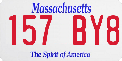MA license plate 157BY8