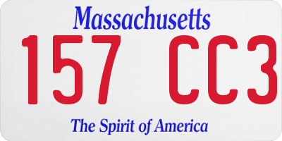MA license plate 157CC3