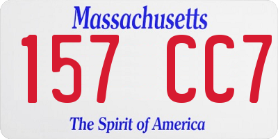 MA license plate 157CC7
