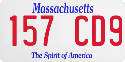 MA license plate 157CD9