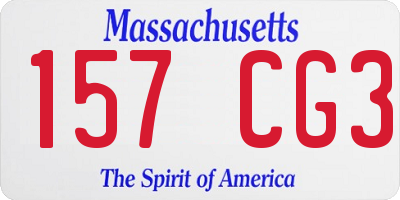 MA license plate 157CG3