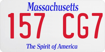 MA license plate 157CG7