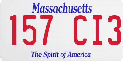 MA license plate 157CI3