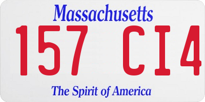MA license plate 157CI4