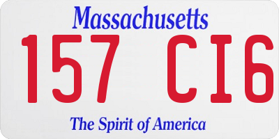 MA license plate 157CI6