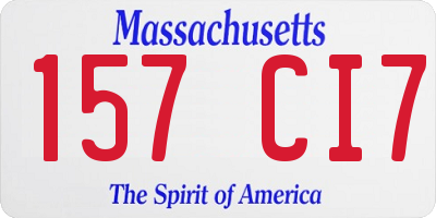 MA license plate 157CI7
